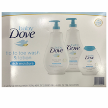 Load image into Gallery viewer, Baby Dove Tip To Toe Wash & Lotion, Rich Moisture 3 Pack