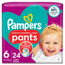 Load image into Gallery viewer, UK-Pampers Premium Protection Nappy Pants, Size 6 (15kg+) Essential Pack, 24pack
