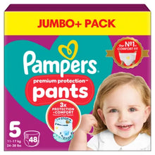 Load image into Gallery viewer, Pampers Premium Protection, Nappy Pants, Size 5 Jumbo+, 11-17kg, 48 Pack