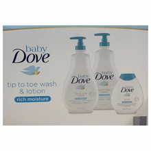 Load image into Gallery viewer, Baby Dove Tip To Toe Wash & Lotion, Rich Moisture 3 Pack