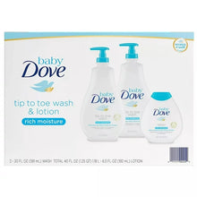 Load image into Gallery viewer, Baby Dove Tip To Toe Wash & Lotion, Rich Moisture 3 Pack