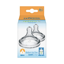 Load image into Gallery viewer, Dr Brown’s Options Wide Neck Silicone Bottle Teats, 6+Months, 2 Pack