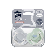 Load image into Gallery viewer, Tommee Tippee (orthodontic) Anytime Soother 0-6m, 2 Pack