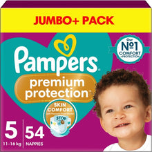 Load image into Gallery viewer, Pampers Premium Active Fit Size 5, Jumbo+ Pack, 54 Nappies, 11kg-16kg