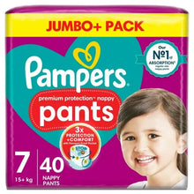 Load image into Gallery viewer, Pampers Premium Protection Nappy Pants Size 7, 40 Nappies, 15kg+, Jumbo+ Pack