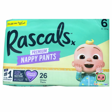 Load image into Gallery viewer, Rascal + Friends Cocomelon Premium Nappy Pants Size 6, 26Pack, 15-20kg (New Look)
