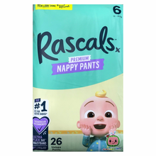 Load image into Gallery viewer, Rascal + Friends Cocomelon Premium Nappy Pants Size 6, 26Pack, 15-20kg (New Look)