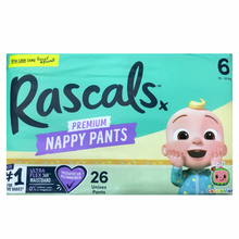 Load image into Gallery viewer, Rascal + Friends Cocomelon Premium Nappy Pants Size 6, 26Pack, 15-20kg (New Look)