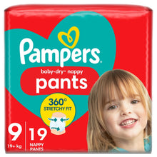 Load image into Gallery viewer, Pampers Baby-Dry Nappy Pants Size 9, 19 Pack, 19kg+ Essential Pack