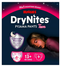Load image into Gallery viewer, Huggies DryNites Bedwetting Pyjama Pants Girl Age 13+(49-60kg)9 Pants