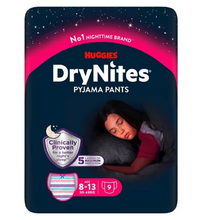 Load image into Gallery viewer, Huggies DryNites Bedwetting Pyjama Pants Girl Age 8-13Years (30-48kg)9 Pants