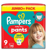 Load image into Gallery viewer, Pampers Baby-Dry Nappy Pants Size 9, 40Pack, 19kg+ Jumbo Pack