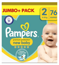 Load image into Gallery viewer, Pampers New Baby Size 2, 76 Nappies, Jumbo+ Pack, 4-8kg
