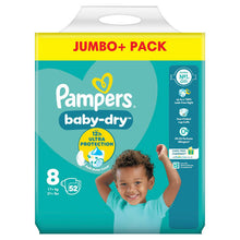 Load image into Gallery viewer, Pampers Baby Dry Size 8 Jumbo+ 52 Nappies, (17+kg)