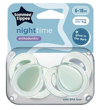Load image into Gallery viewer, Tommee Tippee (orthodontic) Night Time Soother 6-18m, 2 Pack