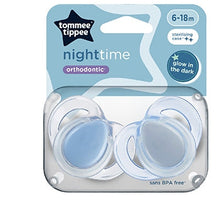 Load image into Gallery viewer, Tommee Tippee (orthodontic) Night Time Soother 6-18m, 2 Pack