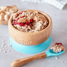 Load image into Gallery viewer, Bamboo Baby Suction Bowl & Spoon -Blue