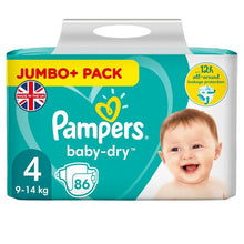 Load image into Gallery viewer, Pampers Baby-Dry Size 4 Nappies 84 Jumbo+ Pack, (9-14kg)
