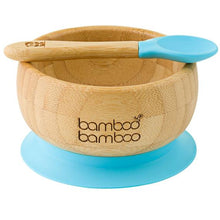 Load image into Gallery viewer, Bamboo Baby Suction Bowl & Spoon -Blue