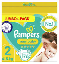 Load image into Gallery viewer, Pampers New Baby Size 2, 76 Nappies, Jumbo+ Pack, 4-8kg