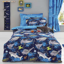 Load image into Gallery viewer, Sharks Themed Duvet Cover,Pillow Case and Fitted Sheet Set