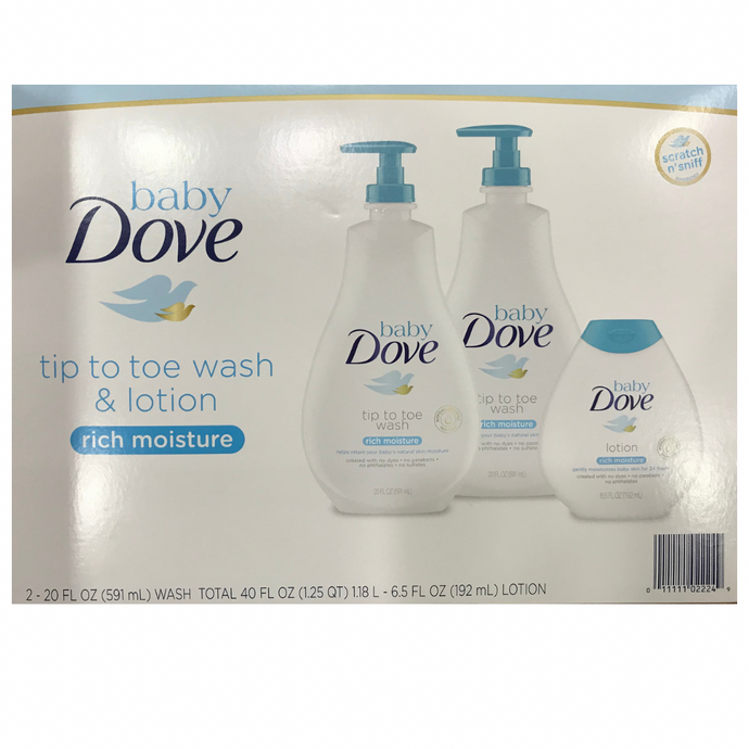 Baby Dove Tip To Toe Wash & Lotion, Rich Moisture 3 Pack