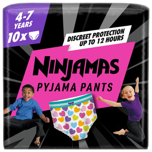 Pampers Ninjamas  Pyjama Pants Girls, 4-7 Years, 17-30kg, 10 Pack