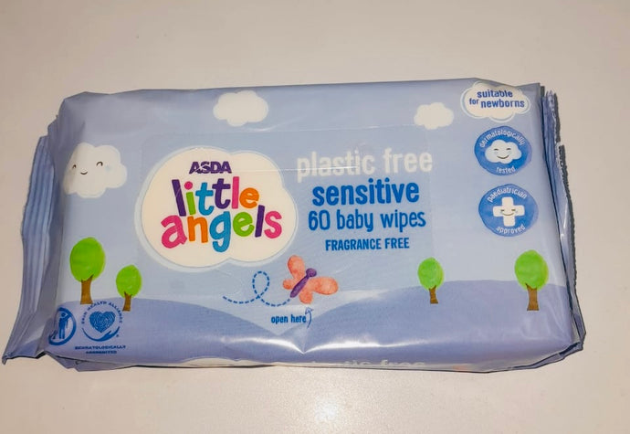 Little Angels Plastic & Fragrance Free Sensitive Baby Wipes - 60 Pack