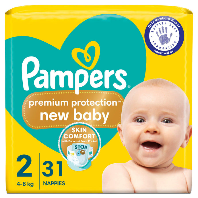 Pampers New Baby Size 2, 31 Newborn Nappies, 4-8kg