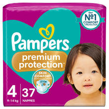 Load image into Gallery viewer, Pampers Premium Protection Size 4, 37 Nappies, 9-14kg, Essential Pack
