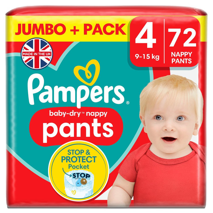 Pampers baby-dry size 4 Nappy Pants, 72 pack, (9-15kg)