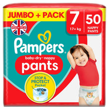 Load image into Gallery viewer, Pampers Baby Dry Pants Jumbo Pack Size 7 50 Nappies, (17+kg)
