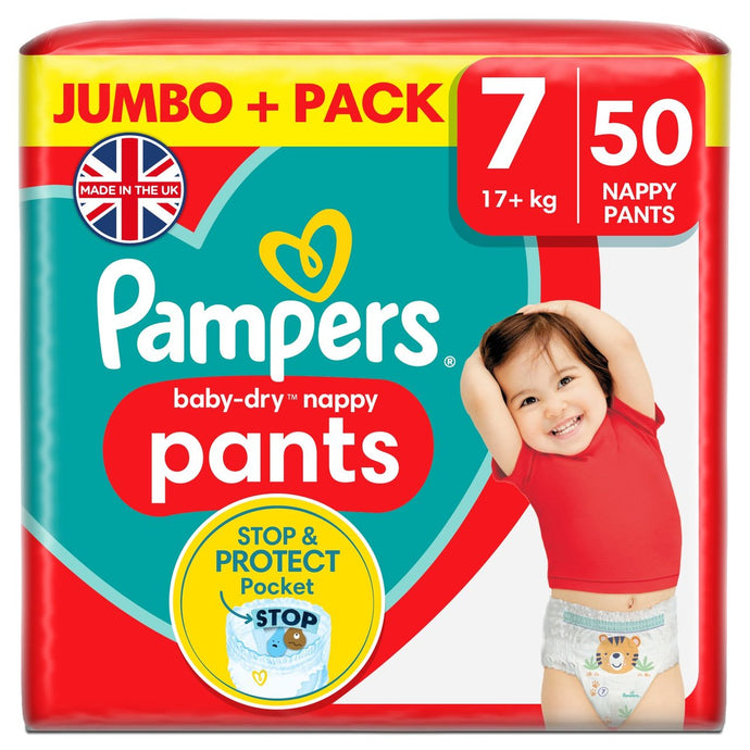 Pampers Baby Dry Pants Jumbo Pack Size 7 50 Nappies, (17+kg)