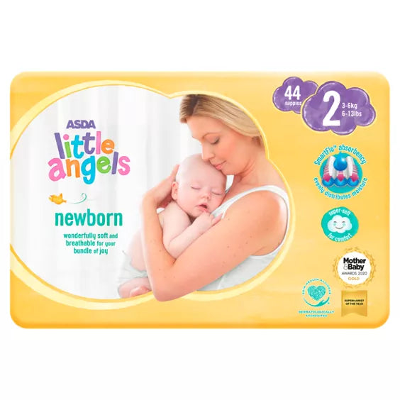 Little Angels Newborn Baby Dry Diapers Size 2, 44 Nappies (3-6kg)