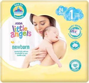 Little Angels Newborn Size 1 Nappies - 24 Nappies, (2-5kg)