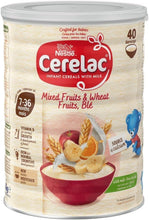 Load image into Gallery viewer, Nestle UK Cerelac Mixed Fruits &amp; Wheat Fruits, Ble, 7-36Months -1kg
