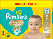 Load image into Gallery viewer, Pampers New Baby Size 3, Jumbo+ Pack, 70 Nappies, 6kg-10kg
