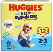 Load image into Gallery viewer, Huggies Little Swimmers Nappies Size 2-3, 12 pack, 3-8kg (New)
