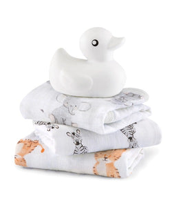 Aden + Anais Essentials Cotton Muslin Washcloths, 3 Pack -Safari Babes