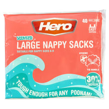 Load image into Gallery viewer, Hero Large Nappy Sacks Large 40 Pack (Suitable for nappy sizes 6 - 9)
