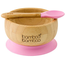 Load image into Gallery viewer, Bamboo Baby Suction Bowl &amp; Spoon -Pink
