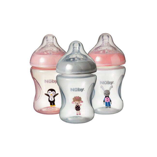 Nuby Decorated Combat Colic Bottles - 3 Pack, 240ml