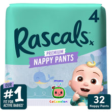 Load image into Gallery viewer, Rascal + Friends Cocomelon Premium Nappy Pants Size 4, (10-15kg) 32Pack (New Look)
