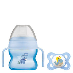 MAM Starter Cup Blue 150ml with Handles & Soother, 4+Months