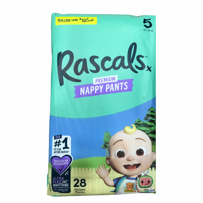 Rascal & Friends Premium Nappy Pants Size 5, 28 Pack, (New Look)