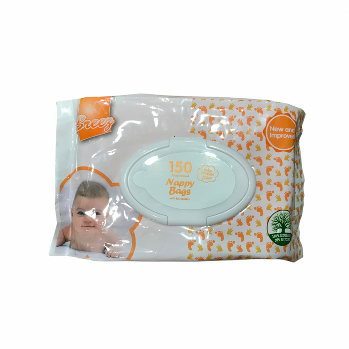 Breez Fragranced Nappy Bags, 150Pack