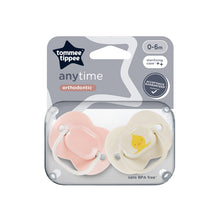 Load image into Gallery viewer, Tommee Tippee (orthodontic) Anytime Soother 0-6m, 2 Pack
