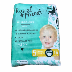 Rascal & Friends Essential Size 5 Nappies, 16pack,  (13-18kg) Small Pack