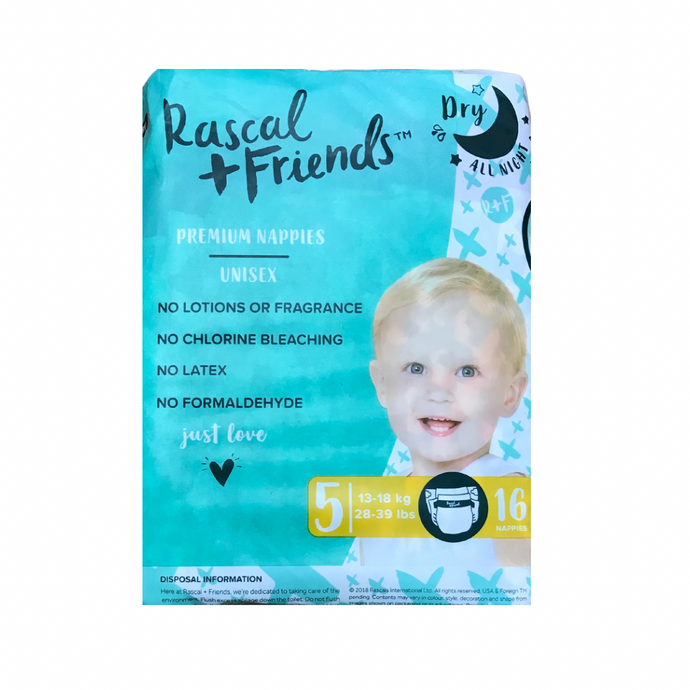 Rascal & Friends Essential Size 5 Nappies, 16pack,  (13-18kg) Small Pack