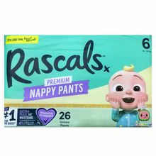 Load image into Gallery viewer, Rascal + Friends Cocomelon Premium Nappy Pants Size 6, 26Pack, 15-20kg (New Look)
